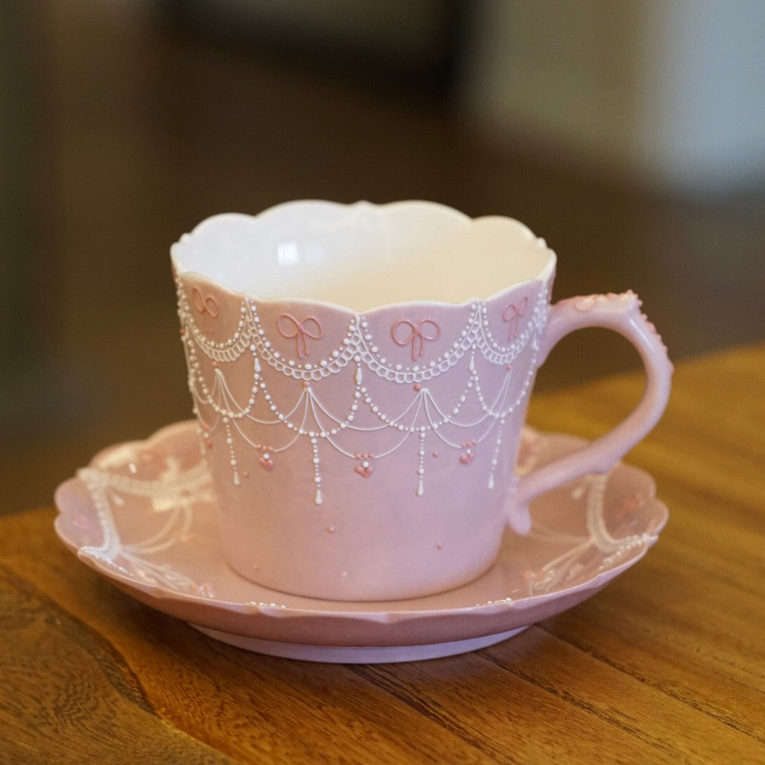 M050 Blush Ribbon Garland Mug Set – 8.8oz / 260ml