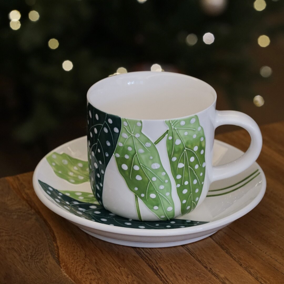 M023 Pink Caladium Mug Set – 9.5oz / 280ml